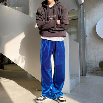 Aidase 2024 Autumn Straight Velour Men Pants High Waist Casual Wide Legs Pants Black Purple Loose Female Fashion Student Trousers New aidase-shop